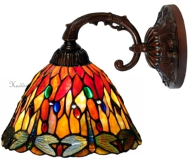 7808 3090  8829 Wandlamp met Tiffany kap Ø25cm Red Glass Dragonfly