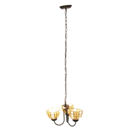 5993 * Hanglamp Ø39cm met 3 Tiffany kappen Treccia