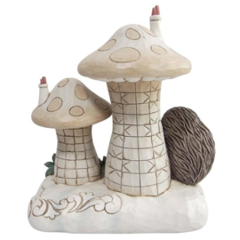 White Woodland Mushroom with Critter H20cm Jim Shore 6012684 retired , met verlichting *