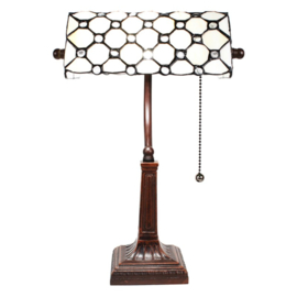 5687 * Bureaulamp met Tiffany kap Creme Pearl