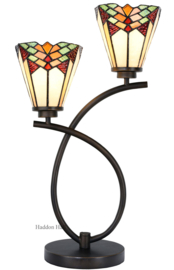 5966 Tafellamp Uplight H57cm met 2 Tiffany kappen Ø15cm Stricta
