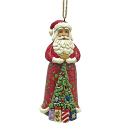Santa with Tree in Skirt Ornament H11cm Jim Shore 6015541 *