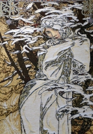 Alphonse Mucha "Winter" Wandkleed 100x46cm Gobelin Geweven