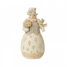 Holiday Lustre Snowman Blessing Bloom H24cm Jim Shore 6009398 retired, laatste exemplaren *