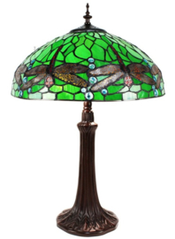 9337GR * Tafellamp H57cm met Tiffany kap Ø41cm Dragonfly Green