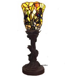 9920 * Tafellamp Uplight H34cm met Tiffany kap Ø13cm Libelle motief