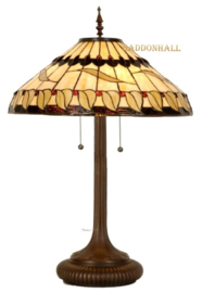 5542 Tafellamp H84cm met Tiffany kap Ø51cm Tabacco