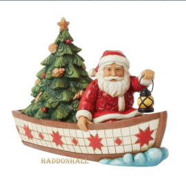 Santa of Giving - Santa in a Boat with Tree H16cm Jim Shore 6014504