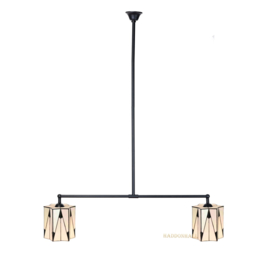 8409 Hanglamp Zwart B90cm met 2 Tiffany kappen Ø20cm French Art Deco