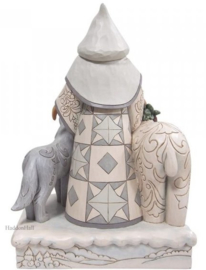 White Woodland Santa Statement With Animals 48 cm 6008858 retired laatste exemplaren  *