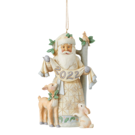 White Woodland Nutcraker & Santa 2022- Set van 2 Jim Shore Hanging ornaments * Retired