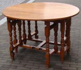 Tafel Gateleg en/of Hangoortafel Ø114cm Circa 1900 Massief Teakhout