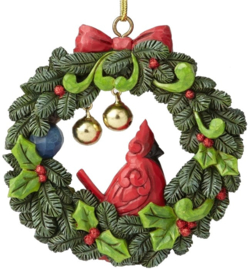 Cardinal in Wreath Hanging Ornament - Jim Shore 6002801 retired