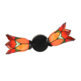 8099 Plafonniere Dubbele Spot met 2 Tiffany kappen Ø16cm Lovely Flower Red
