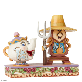 Belle - Mrs. Potts & Cogsworth  Workin'Round the Clock  13cm Jim Shore 6002813 retired *