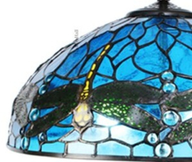 9337BL * Tafellamp H57cm met Tiffany kap Ø41cm Dragonfly Blue