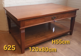 Salontafel 120x80cm met onderblad - Massief Teakhout