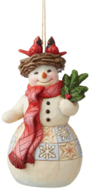 Snowman with Cardinal Nest Ornament H10cm Jim Shore 6009469