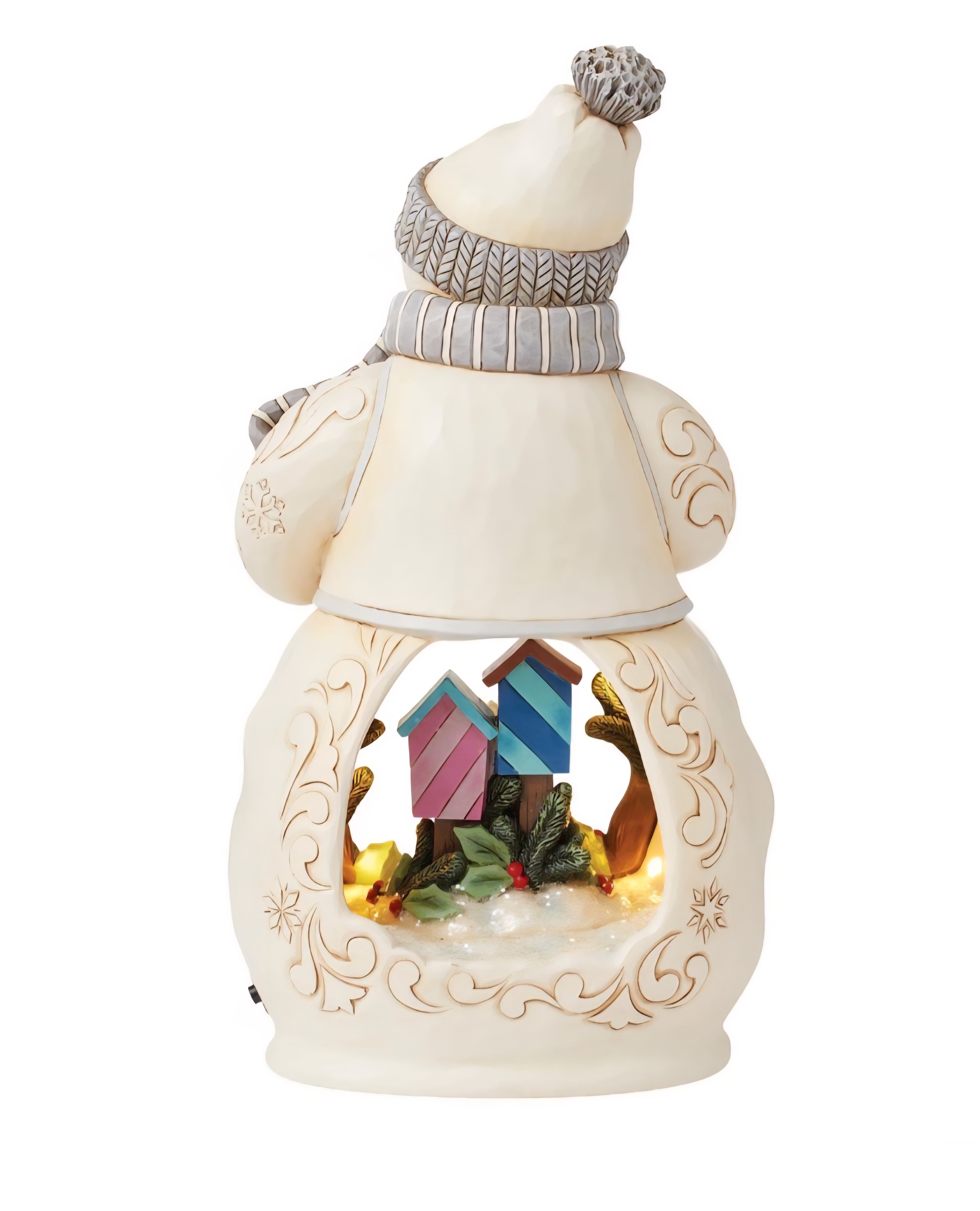White Woodland Snowman Diorama H26cm Jim Shore 6015514, met verlichting , uitverkocht.