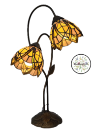 8119  Tafellamp H61cm met 2 Tiffany kappen Ø15cm Flow Souplesse