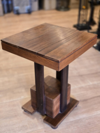 Bijzettafel Art Deco stijl 40x40cm H55cm - Massief Teakhout