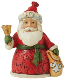 Santa Sitting on Gift & Santa with Bell - Set van 2 Jim Shore Mini Figurines retired *