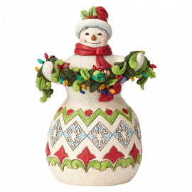 Make The Season Bright Snowman with String of Lights H22cm Jim Shore 6002642 retired.