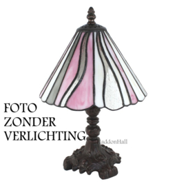 6193 * Tafellamp H34cm met Tiffany kap Ø20cm Pink Wave
