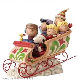 THE PEANUTS GANG Dashing Through The Snow * H21cm Jim Shore  4052722 uit 2016 , gesigneerd