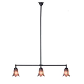 8184 Hanglamp Zwart B90cm met 3 Tiffany kappen Ø16cm Gentian  Purple
