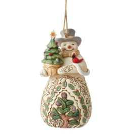 Snowman with Cardinal Hanging Ornament H11cm Jim Shore 6012691 retired