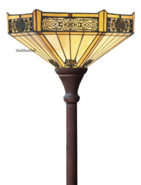 YT29D Vloerlamp Uplight Bruin H184cm met Tiffany kap Ø40cm Portum