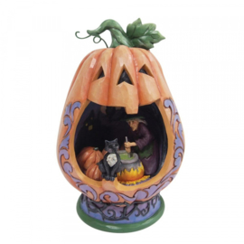 Lighted Pumpkin Diorama H22cm Jim Shore 6009511 retired, laatste exemplaar