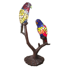 6017 * Tiffany lamp 2 Papegaaien H63cm