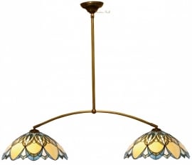 Hanglamp met 2 Tiffany kappen Ø40cm T5320 Alphonse  