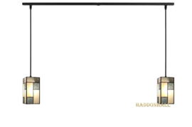 8131 ' Balk Zwart 100cm met 2 Tiffany kappen Mondriaan