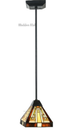 8252 * Hanglamp Zwart H75 - 48cm met Tiffany kap 18x18cm Ray of Light