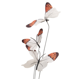 ' Vlinder Tak Textiel SET VAN 12 H65cm Wit with Oranje Touch 50880