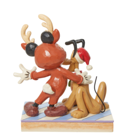 Mickey & Pluto "Festive Friends" H15cm Jim Shore 6013059 retired, laatste exemplaren