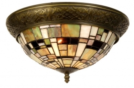 5348 * Plafonniére Tiffany met ring Ø38cm Art Deco Green Plafondlamp