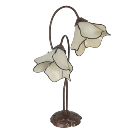 6048 * Bureaulamp Tafellamp Tiffany H57cm Wit Flower
