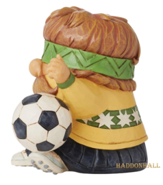 Gnome Soccer Player "Goal-Oriented" H 11cm Jim Shore 6014485 retired item , made in 2023, voetbal gnoom.