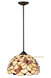 770 Pendant  Zwart met Tiffany kap Ø30cm Pink Butterfly