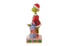 Grinch Leaning on Gifts H20cm Jim Shore 6015218 , retired , aanbieding