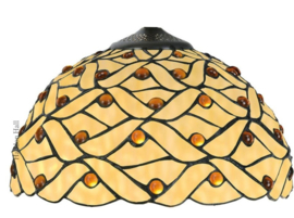 5181 Hanglamp Zwart B90cm met 3 Tiffany kappen Ø30cm Woven Pearl
