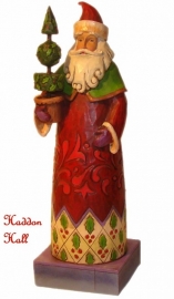 Holiday Trim Santa with topiary H 20cm Jim Shore Kerstman uit 2008 retired *