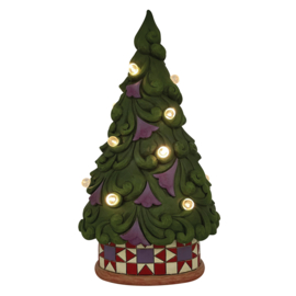 Tree Illuminated with Star Patterned Base H 22 cm Jim Shore 6012902 , retired
