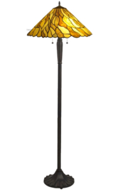 8444 Vloerlamp Zwart H160cm 2xE27 met Tiffany kap Ø50cm Jade