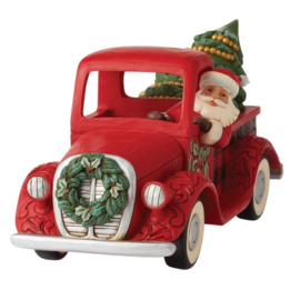 Highland Glen Santa in Red Truck B34cm Jim Shore 6012862 retired, laatste exemplaren