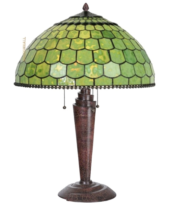 6042 Tafellamp Twist H62cm met Tiffany kap Green Wall Ø51cm '